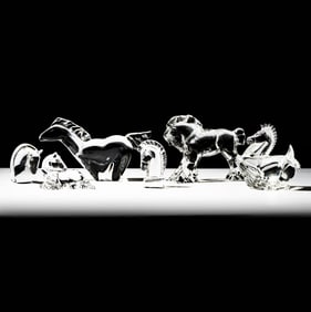 Six Steuben Glass Horse Sculptures