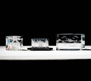 Three Steuben Glass Golf-Theme Table Ornaments