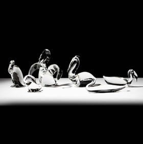 Six Steuben Glass Bird Sculptures