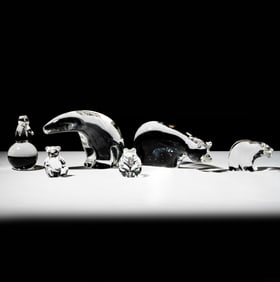 Six Steuben Glass Bear Sculptures