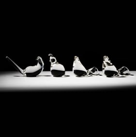 Four Steuben Glass Bird Sculptures