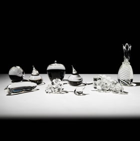 Nine Steuben Glass Fruit Sculptures