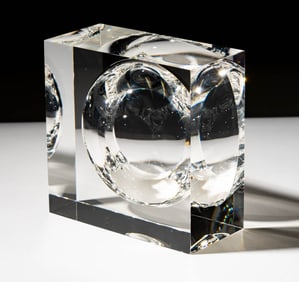Steuben Glass Circle in a Square Sculpture