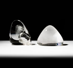 Two Steuben Glass Triangular Sculptures