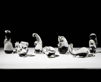 Seven Steuben Glass Animal Sculptures
