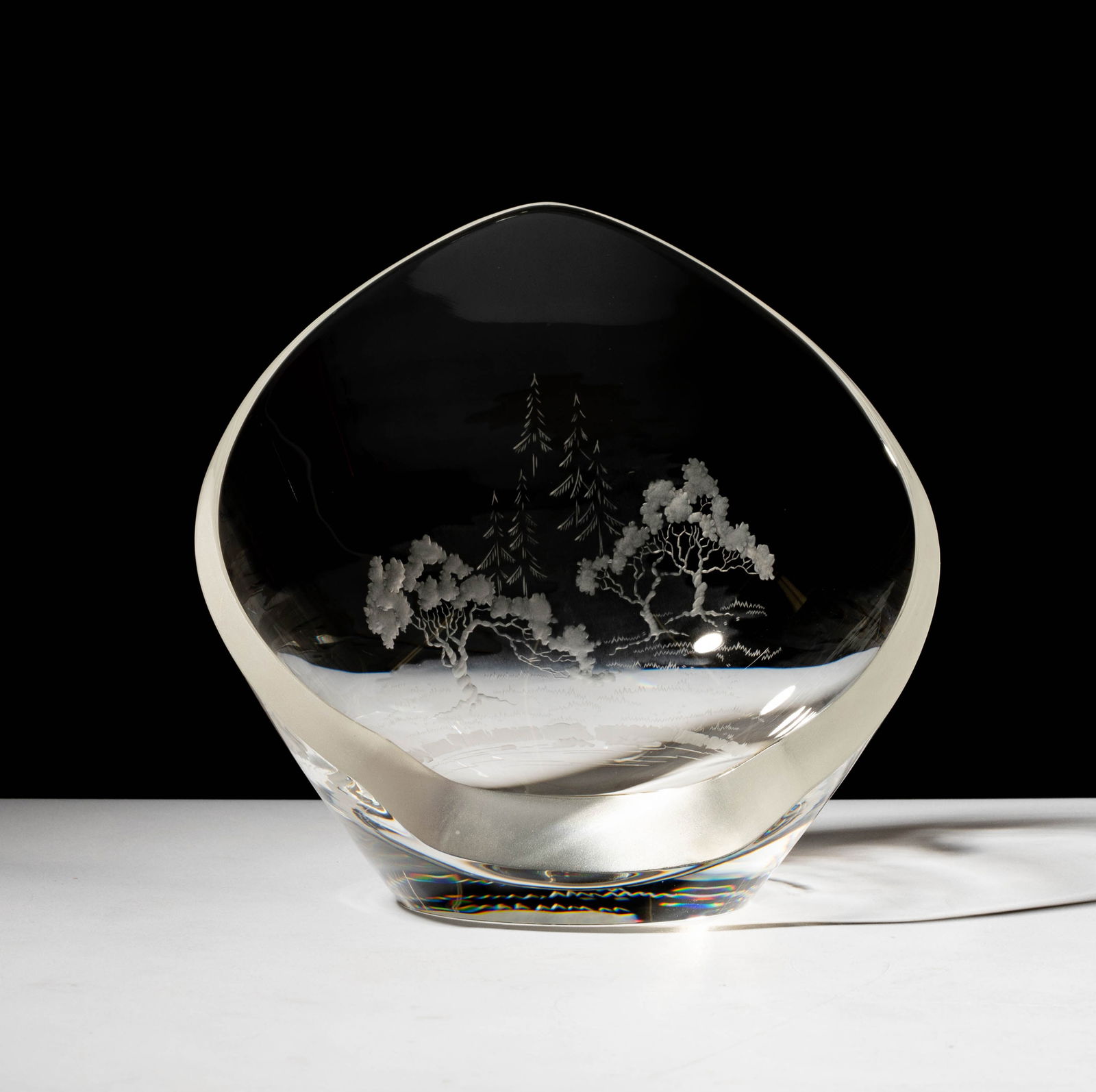 Steuben Glass The Breathing Sculpture: designed by Don Wier; signed 6 3/4 x 7 1/4 x 4 1/2 in. (17.1 x 18.4 x 11.4 cm.); ; Provenance: The collection of Santa Barbara Steuben collector Joel Kreiner