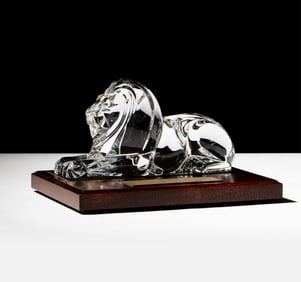 Steuben Glass Recumbent Lion Sculpture