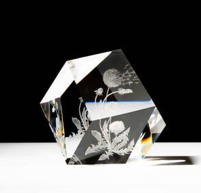 Steuben Glass Dandelions Sculpture