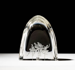 Steuben Glass Swan Lake Sculpture