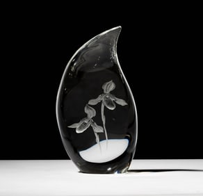 Steuben Glass Island Orchid Sculpture