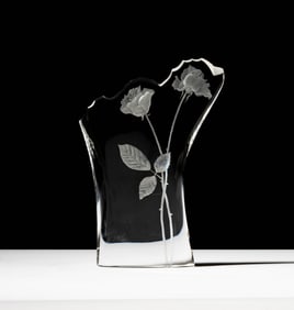 Steuben Glass Rose Bouquet Sculpture