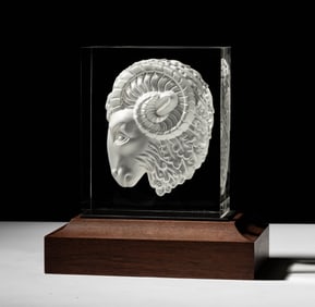 Steuben Glass Majestic Ram Sculpture