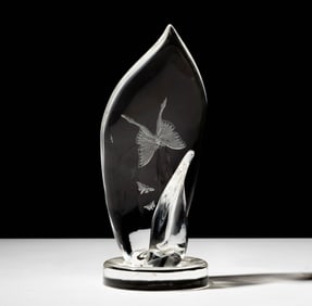 Steuben Glass Moth and Flame Sculpture