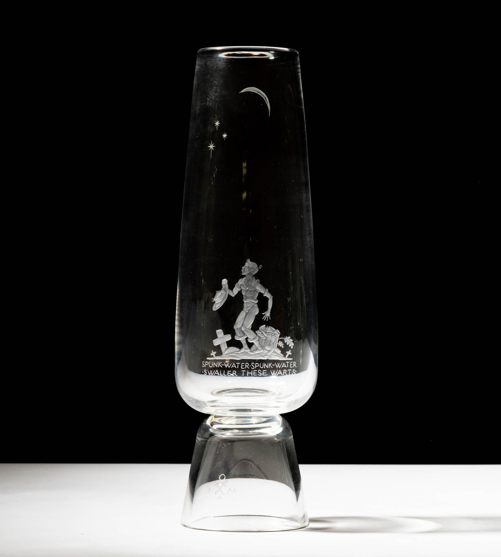 Steuben Glass Tom Sawyer Vase: designed by Bruce Moore; signed, 13 x 4 in. (33 x 10.2 cm.); ; Provenance: The collection of Santa Barbara Steuben collector Joel Kreiner