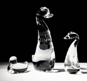 Three Steuben Glass Duck Sculptures