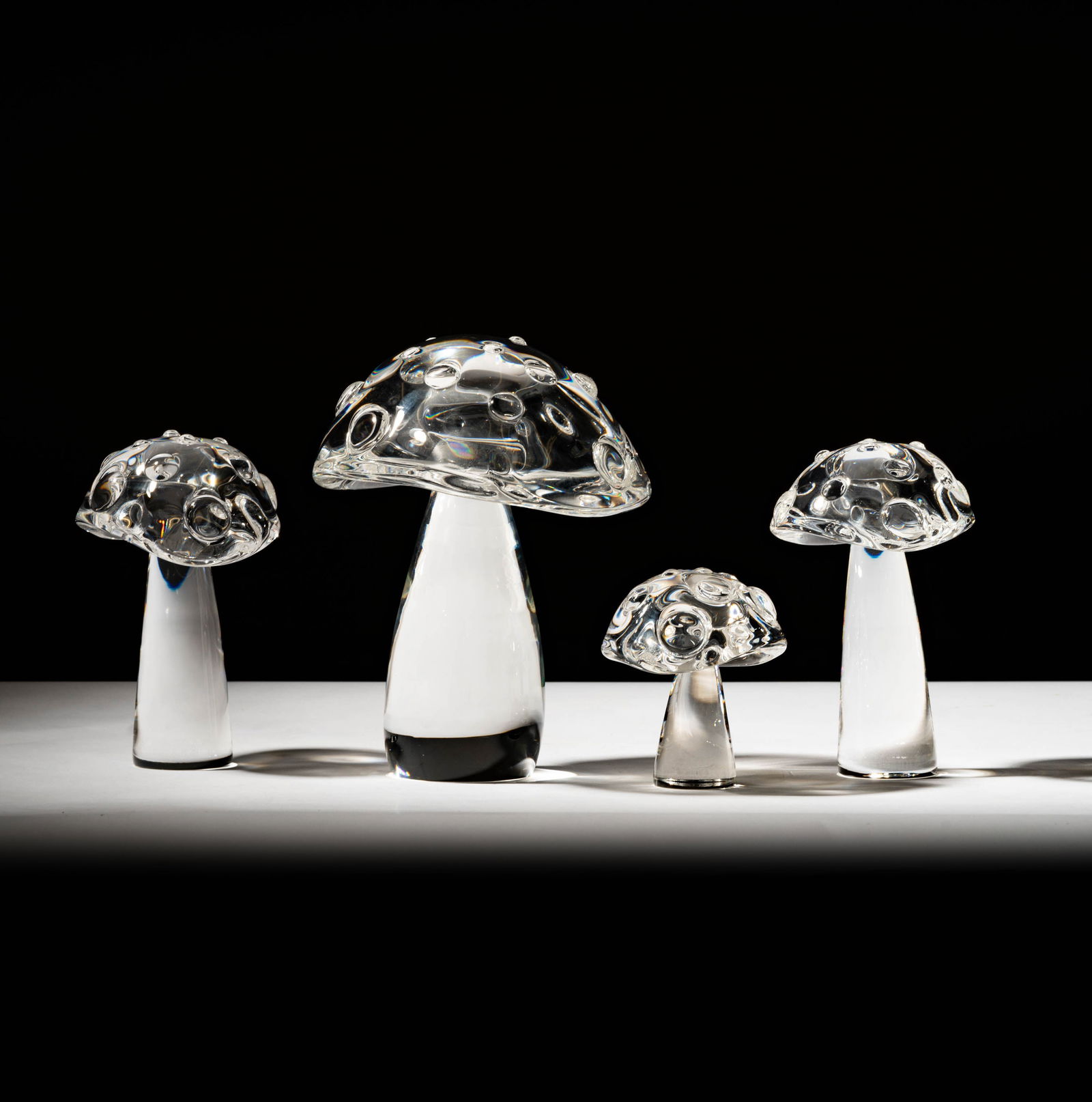 Four Steuben Glass Mottled Mushroom Sculptures (1 of 12)