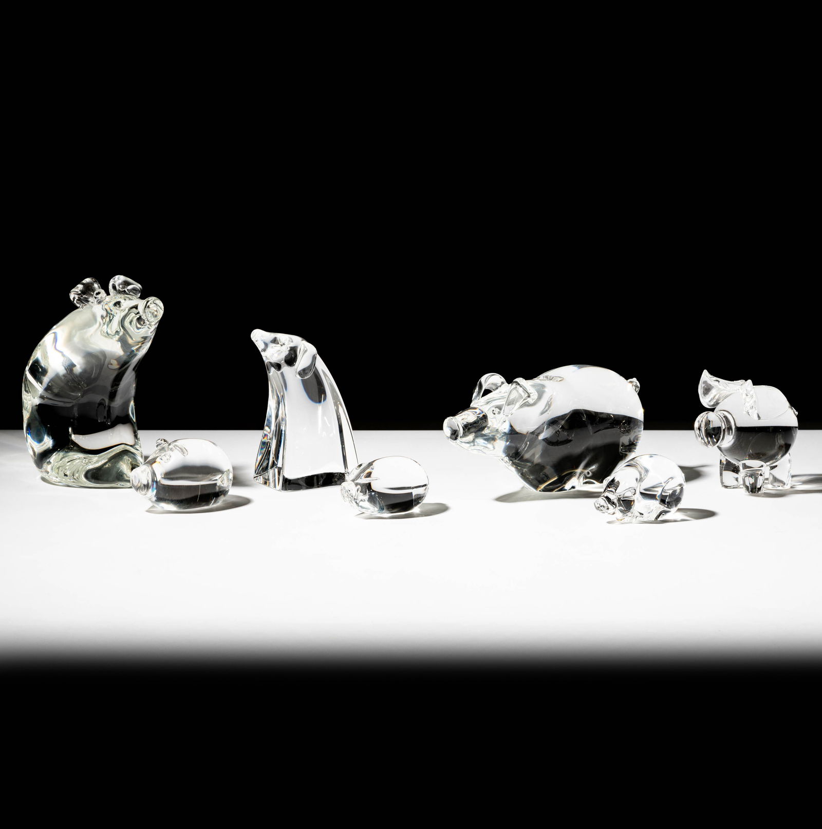Seven Steuben Glass Pig Sculptures (1 of 20)