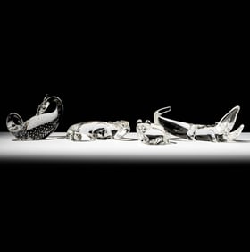 Four Steuben Glass Reptile Sculptures