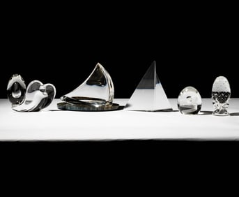 Six Steuben Glass Desk Pieces