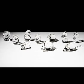 Ten Steuben Glass Hand Coolers
