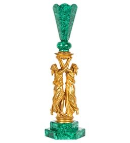 A Neoclassical-Style Gilt and Malachite Figural Urn