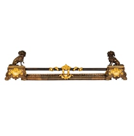 A Patinated and Gilt Bronze Fireplace Fender