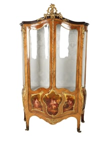 A Louis XV style Kingwood and Vernis Martin-Style Vitrine Cabinet