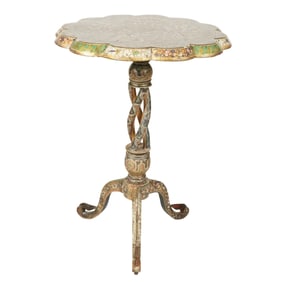 A Kashmiri Lacquered Tripod Table