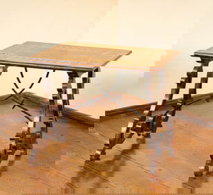 A Spanish Baroque-Style Walnut Trestle Side Table