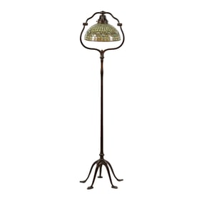A Tiffany Studios Bronze and Leaded Glass Floor Lamp