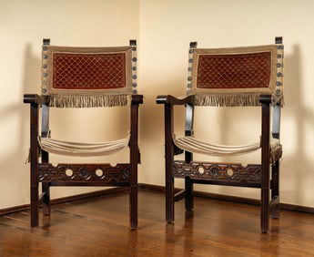 A Pair of Spanish Baroque-Style Armchairs