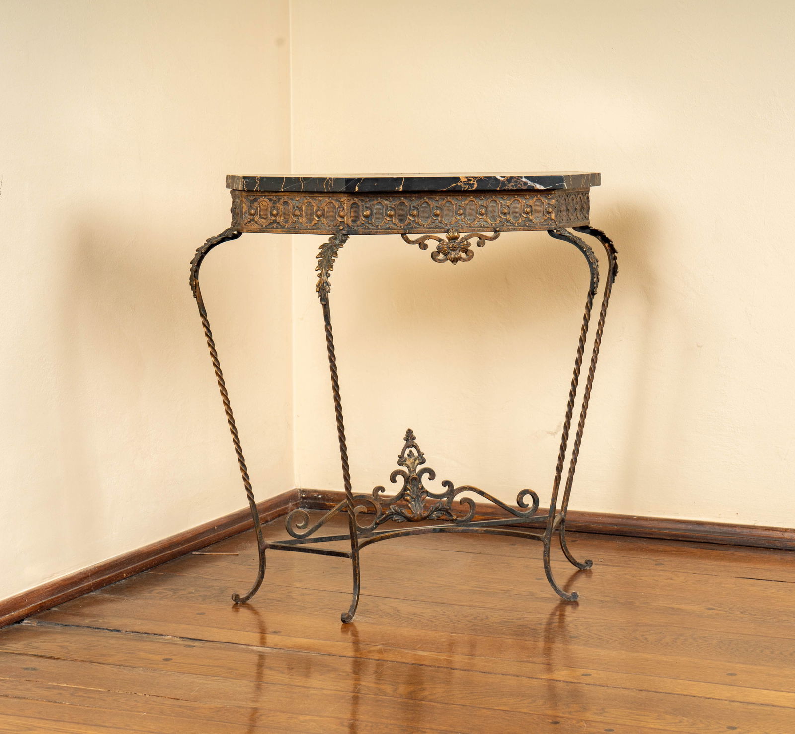 A Spanish Revival Marble and Patinated Metal Console Table (1 of 12)