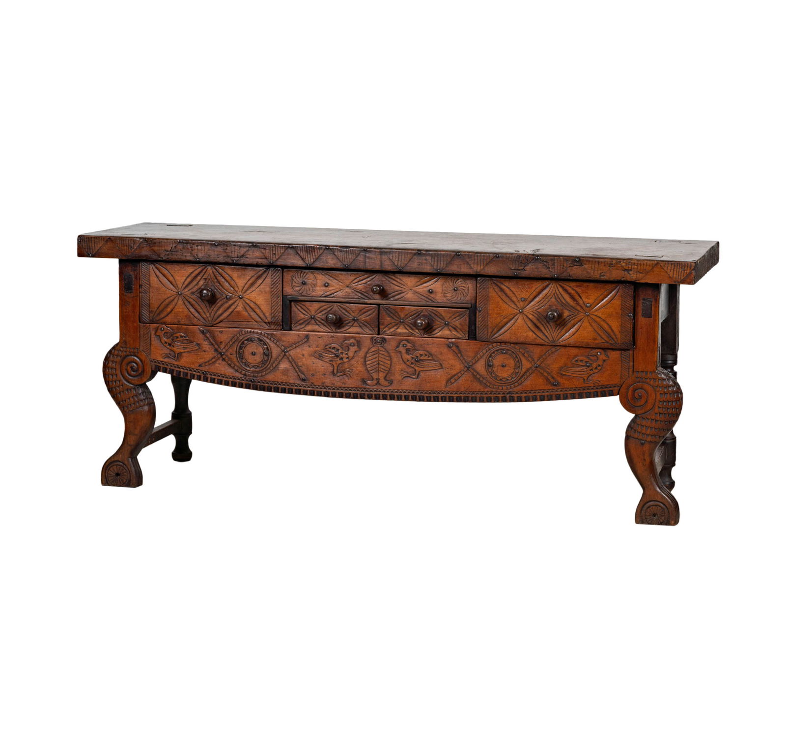 Antique Spanish Colonial Carved Wood Low-Table (1 of 13)
