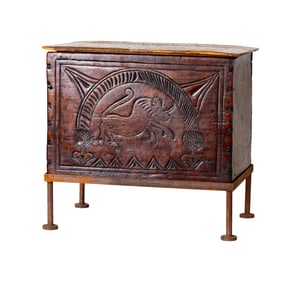 A Spanish Colonial Animal Spirit Chest on Stand