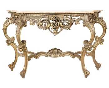 An Italian Rococo-Style Giltwood Console Table