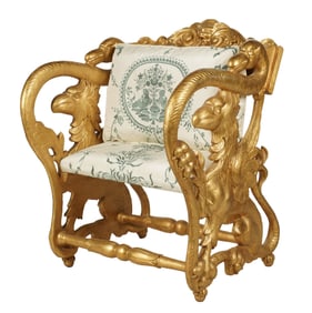 A Federal Style Carved Giltwood Swan Bench