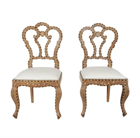 A Pair of Syrian Bone-Inlaid Salon Chairs