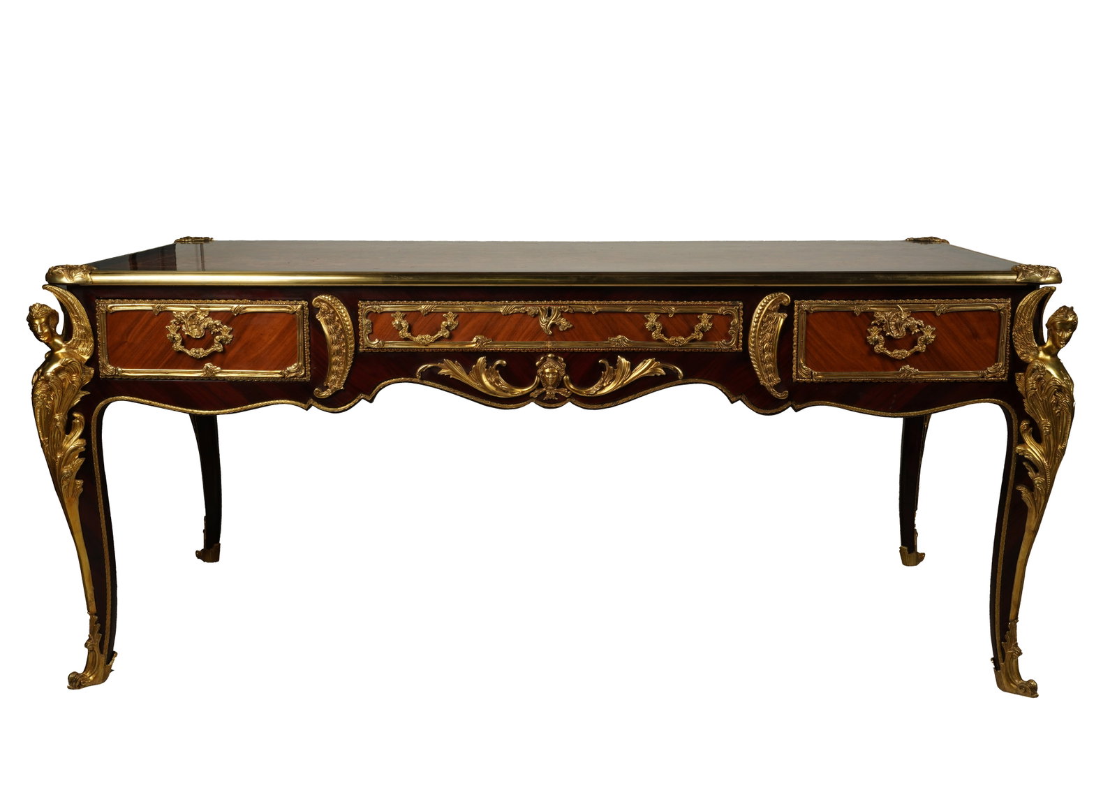 A Louis XV-Style Bureau Plat: 20th century 32 1/2 x 74 x 26 in. (82.6 x 188 x 66 cm.) Notes: This item does not qualify for in-house shipping. Please see our preferred shippers' list for quotes or arrange for local pickup. https:/