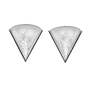 A Pair of Lalique Heliconia Glass Sconces