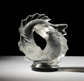 A Lalique Deux Poissons Glass Sculpture