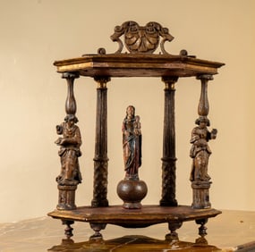 A Spanish Baroque Carved Wood Reliquary