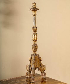 A Continental Baroque Giltwood Altar Stick