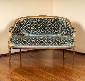 A Louis XVI-Style Giltwood Settee