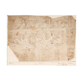 Giulio Campi, 1502-1572, Studies for a Freize with Mythological Sea Creatures