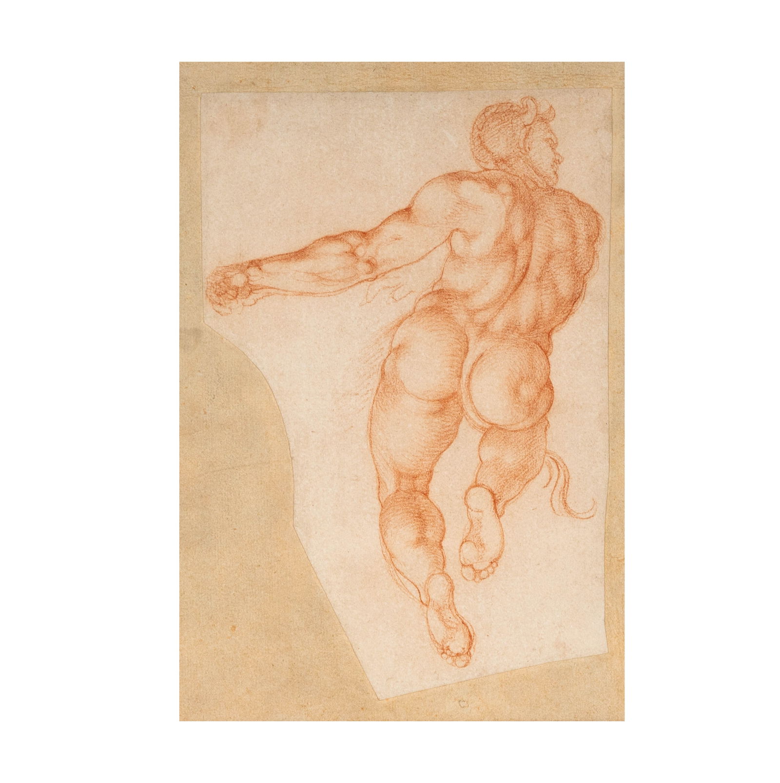 Marcello Venusti, 1515-1579, Devil in Flight: red chalk, 16th century Sheet: 8 3/4 x 6 in. (22.2 x 15.2 cm.) irregular Provenance: Galerie Gabor K?kk?, Monte Carlo, Monaco; March 2008Note: (From the Estate): "The present drawing is a superb examp