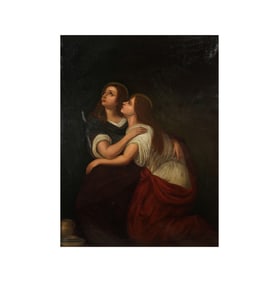 Italian School, 18th/19th Century, Mother Mary and Mary Magdalene Looking Up At Christ on the Cross