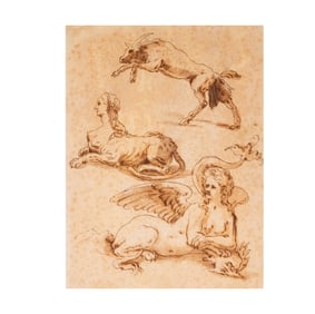 Circle of Giovanni da Udine, Italian 1487-1564, Study for Grotteschi Decoration