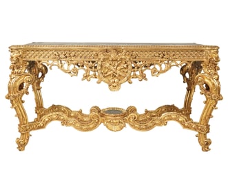 A Louis XV-Style Carved Giltwood Salon Table