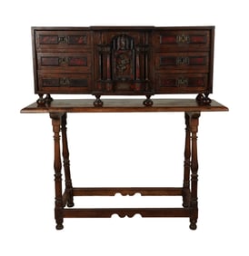 A Spanish Vargueno and Stand