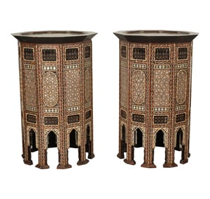 A Pair of Moorish-Style Inlaid Decagonal Tables